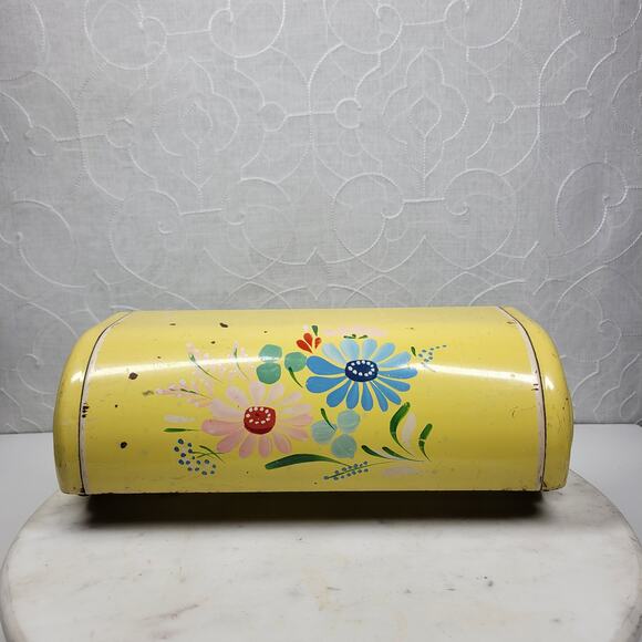 VTG Ransburg Hand Painted Metal Paper Towel Holder Yellow Floral Wall Mount - Picture 1 of 16